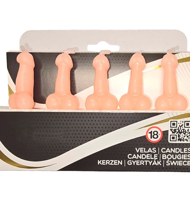 DIABLO PICANTE - BOX OF 5 FLESH PENIS-SHAPED CANDLES