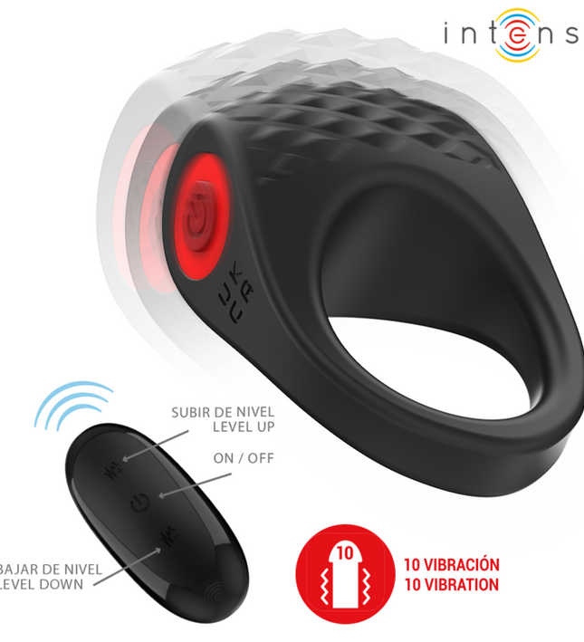 INTENSE - CLOVER VIBRATOR PENIS RING 10 VIBRATIONS BLACK