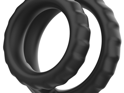 INTENSE - DEWEY DOUBLE SILICONE PENIS RING BLACK MODEL 2