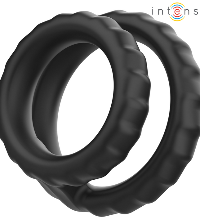 INTENSE - DEWEY DOUBLE SILICONE PENIS RING BLACK MODEL 2