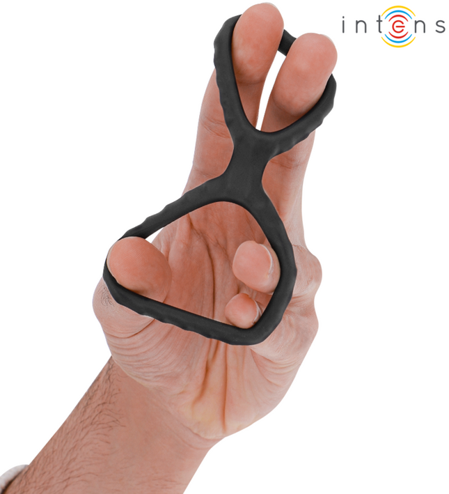 INTENSE - DEWEY DOUBLE SILICONE PENIS RING BLACK MODEL 2