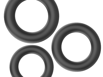 INTENSE - HUGH 3 BASIC SILICONE PENIS RINGS BLACK