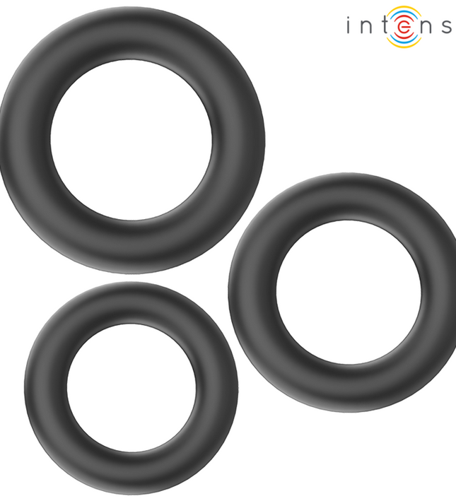 INTENSE - HUGH 3 BASIC SILICONE PENIS RINGS BLACK