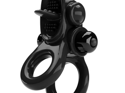 PRETTY LOVE - PASSIONATE RING DOUBLE VIBRATING RING + CLITORIS STIMULATOR BLACK