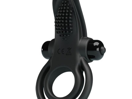 PRETTY LOVE - DOUBLE VIBRATING RING + CLITORIS STIMULATOR 10 VIBRATIONS BLACK