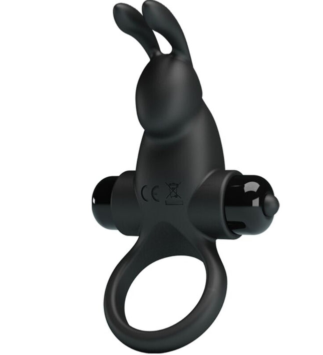 PRETTY LOVE - VIBRATING RING + RABBIT CLITORIS STIMULATOR 10 VIBRATIONS BLACK