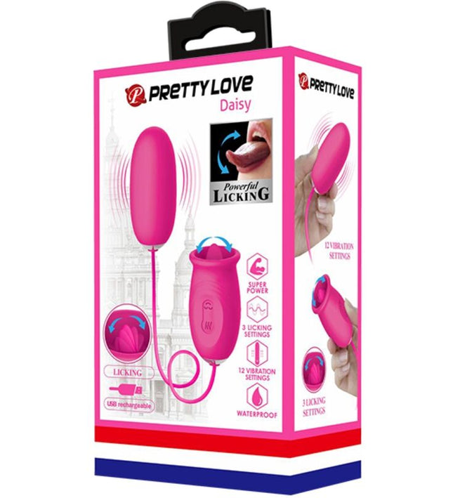 PRETTY LOVE - DAISY VIBRATING EGG + CLITORIS STIMULATING TONGUE PINK