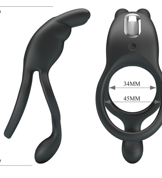 PRETTY LOVE - SETH DOUBLE VIBRATING RING RABBIT 7 VIBRATIONS BLACK