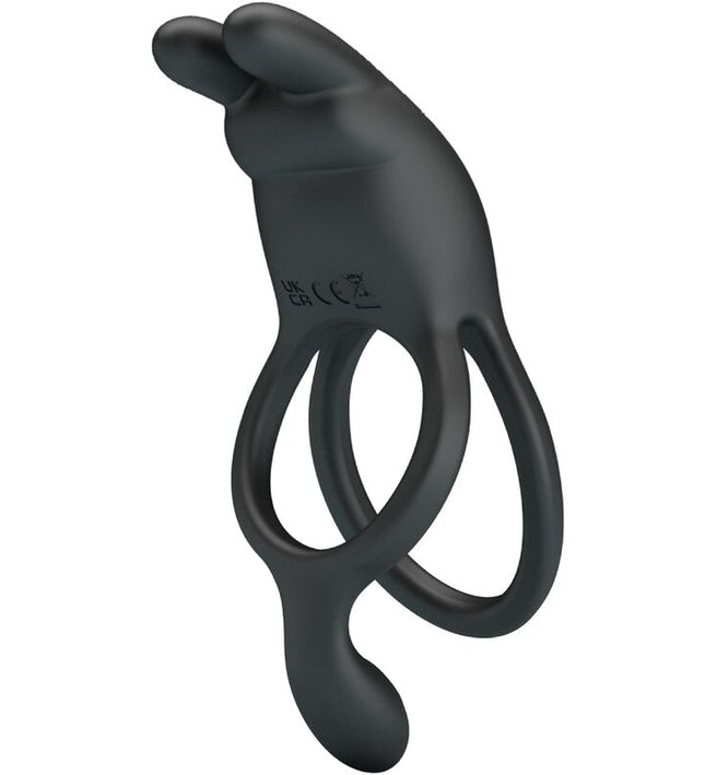 PRETTY LOVE - SETH DOUBLE VIBRATING RING RABBIT 7 VIBRATIONS BLACK
