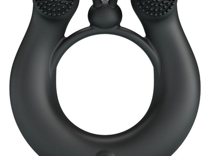 PRETTY LOVE - DAHLIA VIBRATING RING + CLITORIS STIMULATOR 12 VIBRATIONS BLACK