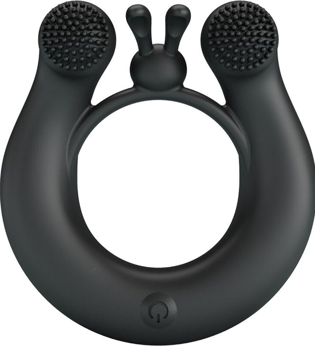 PRETTY LOVE - DAHLIA VIBRATING RING + CLITORIS STIMULATOR 12 VIBRATIONS BLACK