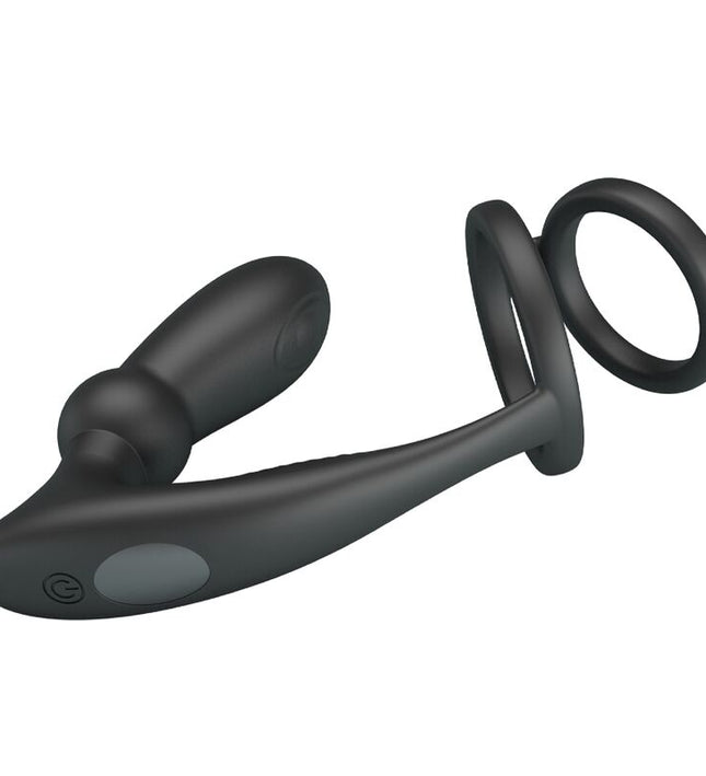 PRETTY LOVE - EMONI PENIS RING + ANAL PLUG 12 VIBRATIONS BLACK