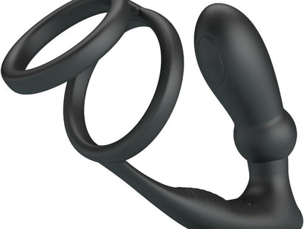 PRETTY LOVE - EMONI PENIS RING + ANAL PLUG 12 VIBRATIONS BLACK