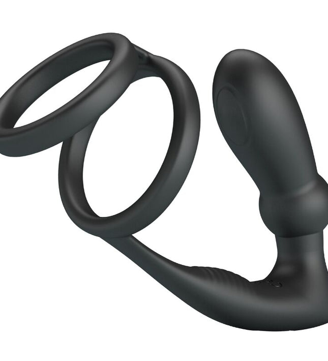 PRETTY LOVE - EMONI PENIS RING + ANAL PLUG 12 VIBRATIONS BLACK