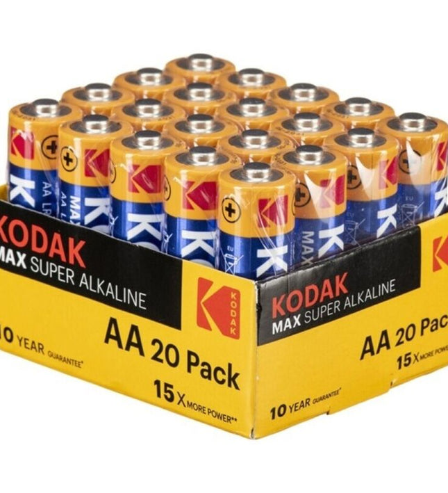 KODAK - MAX ALKALINE BATTERY AA LR6 PACK*20 BATTERIES
