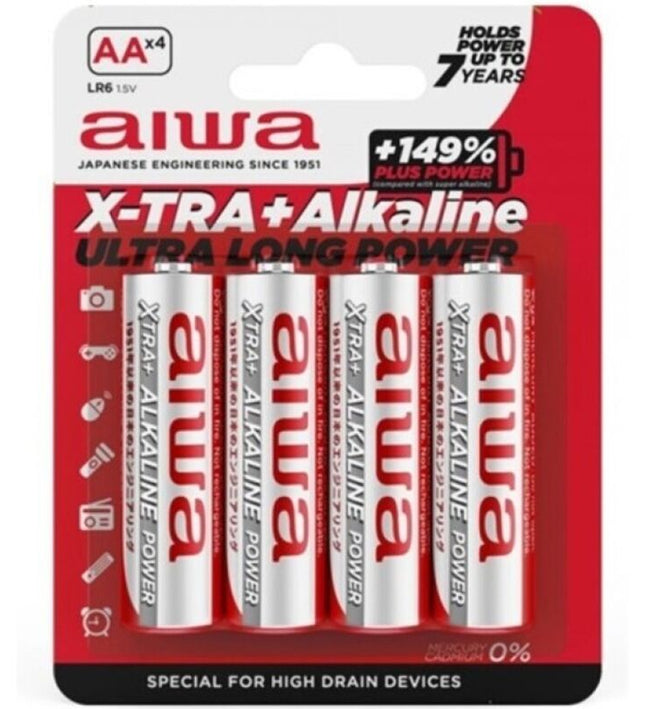 AIWA - X-TRA ALKALINE AA ALKALINE BATTERY LR6 BLISTER*4
