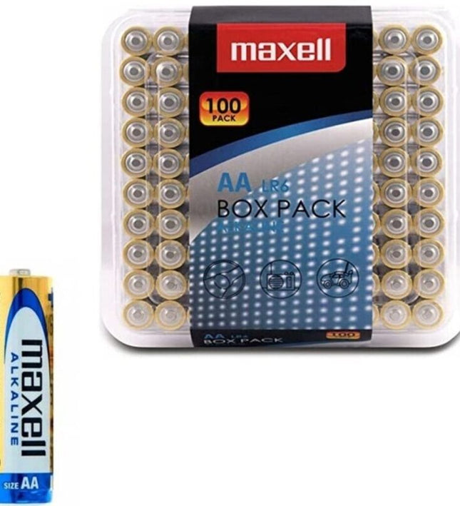 MAXELL - ALKALINE BATTERY AA LR6 PACK*100 BATTERIES