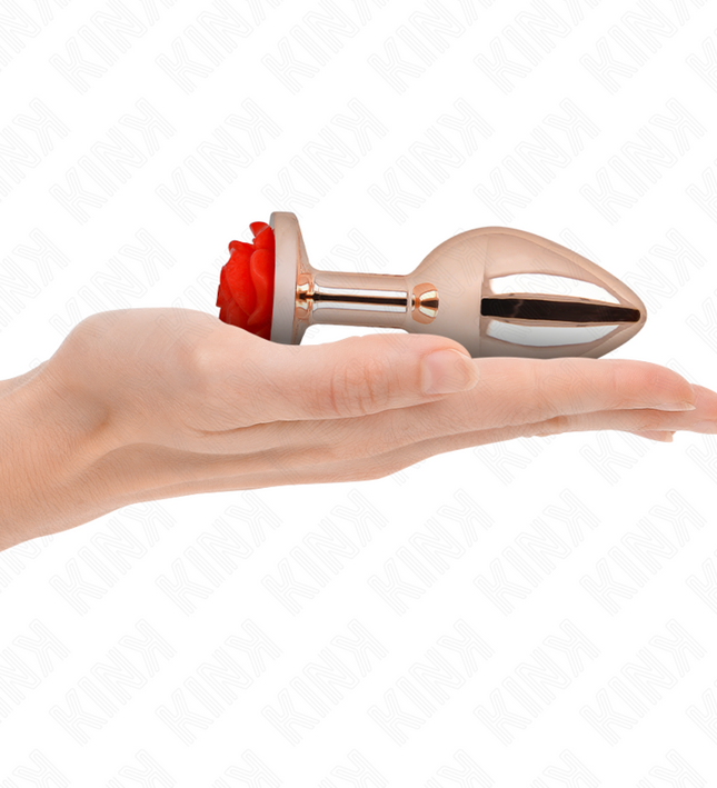 KINK - PINK GOLD ANAL PLUG WITH RED ROSE L