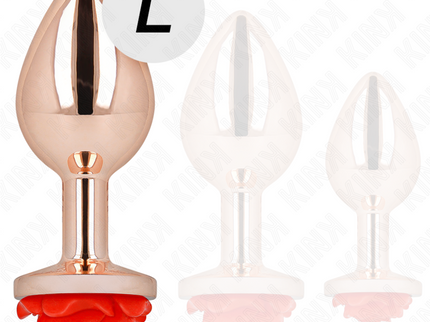 KINK - PINK GOLD ANAL PLUG WITH RED ROSE L
