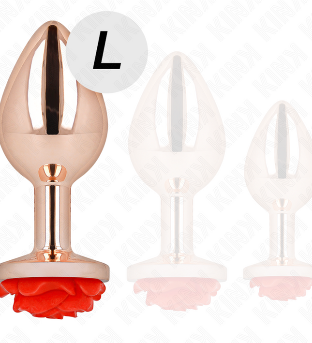 KINK - PINK GOLD ANAL PLUG WITH RED ROSE L