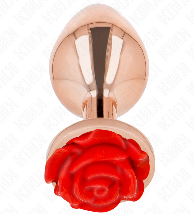 KINK - PINK GOLD ANAL PLUG WITH RED ROSE L