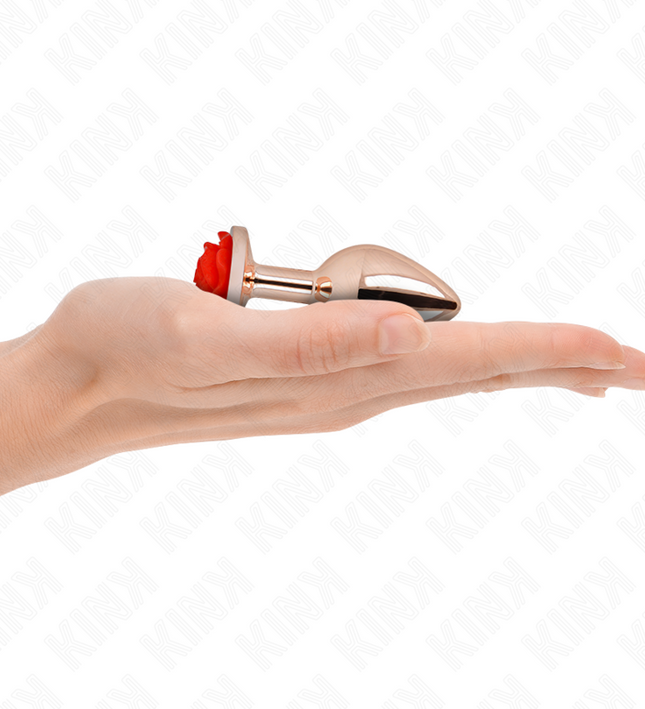 KINK - PINK GOLD ANAL PLUG WITH RED ROSE S