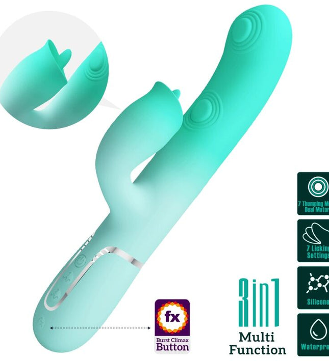 PRETTY LOVE - GIGI MULTIFUNCTION RABBIT VIBRATOR AQUA GREEN