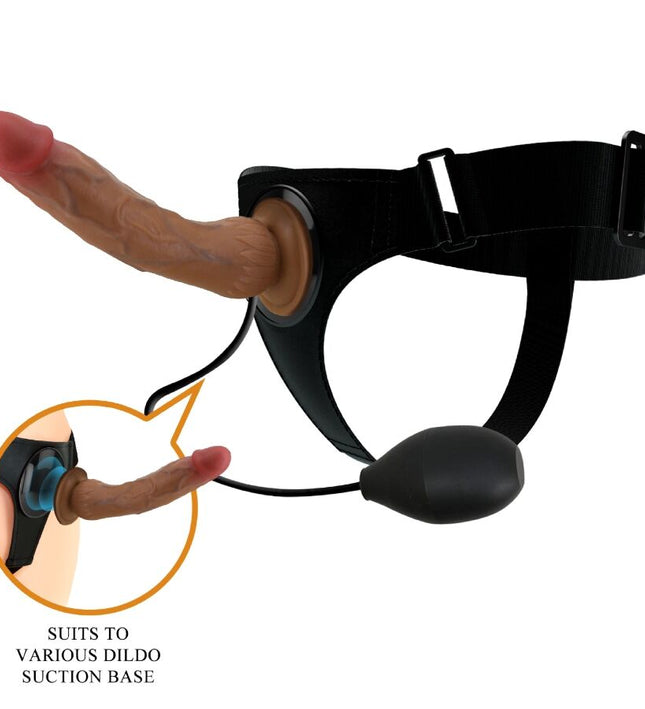 PRETTY LOVE - KYTON UNIVERSAL HARNESS BRIEFS WITH SQUIRTING DILDO 19 CM MULATO