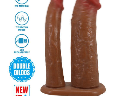 PRETTY LOVE - HULBERT DOUBLE REALISTIC DILDO WITH VIBRATION MULATO