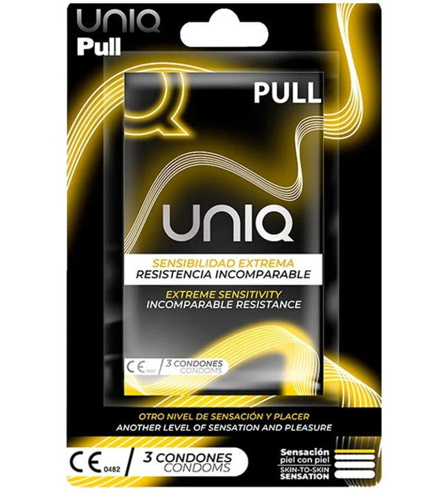 UNIQ - PULL LATEX FREE CONDOMS WITH STRIPS 3 UNITS