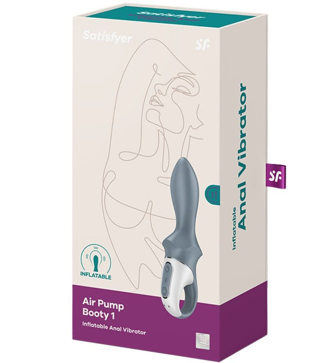 SATISFYER - AIR PUMP BOOTY 1 ANAL INFLATABLE VIBRATOR GREY