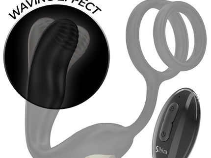 IBIZA - WIGGLE REMOTE CONTROLLED ROTATING ANAL PLUG WITH PERINEAL VIBRATION AND PENIS ENHANCING RINGS