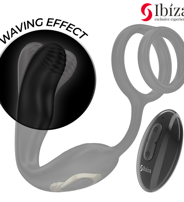 IBIZA - WIGGLE REMOTE CONTROLLED ROTATING ANAL PLUG WITH PERINEAL VIBRATION AND PENIS ENHANCING RINGS