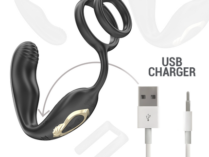 IBIZA - WIGGLE REMOTE CONTROLLED ROTATING ANAL PLUG WITH PERINEAL VIBRATION AND PENIS ENHANCING RINGS