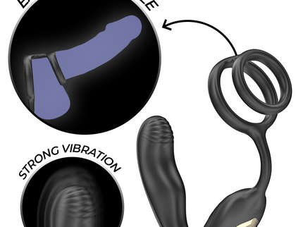 IBIZA - WIGGLE REMOTE CONTROLLED ROTATING ANAL PLUG WITH PERINEAL VIBRATION AND PENIS ENHANCING RINGS