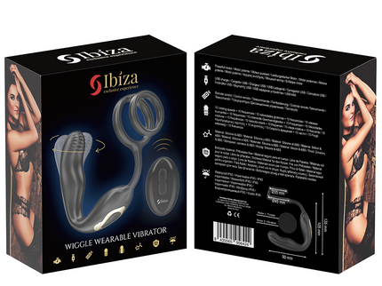 IBIZA - WIGGLE REMOTE CONTROLLED ROTATING ANAL PLUG WITH PERINEAL VIBRATION AND PENIS ENHANCING RINGS
