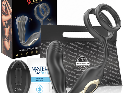 IBIZA - WIGGLE REMOTE CONTROLLED ROTATING ANAL PLUG WITH PERINEAL VIBRATION AND PENIS ENHANCING RINGS