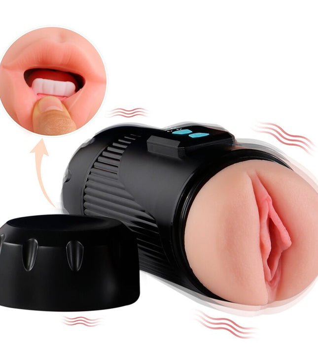 SHEQU - KAY DOUBLE MASTURBATOR WITH DUAL MOUTH AND VAGINA VIBRATION