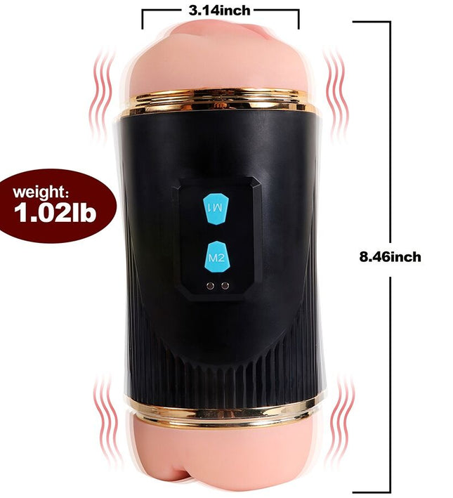 SHEQU - KAY DOUBLE MASTURBATOR WITH DUAL MOUTH AND VAGINA VIBRATION