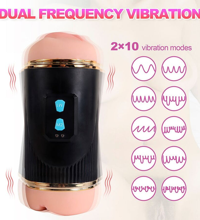 SHEQU - KAY DOUBLE MASTURBATOR WITH DUAL MOUTH AND VAGINA VIBRATION