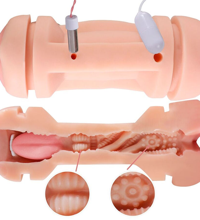 SHEQU - KAY DOUBLE MASTURBATOR WITH DUAL MOUTH AND VAGINA VIBRATION