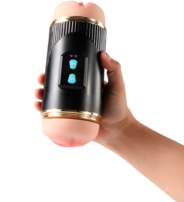 SHEQU - KAY DOUBLE MASTURBATOR WITH DUAL MOUTH AND VAGINA VIBRATION