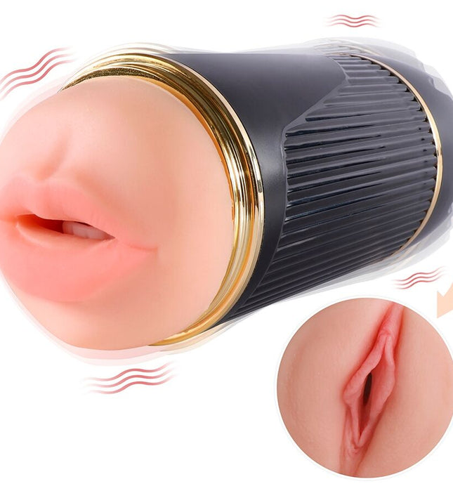 SHEQU - KAY DOUBLE MASTURBATOR WITH DUAL MOUTH AND VAGINA VIBRATION