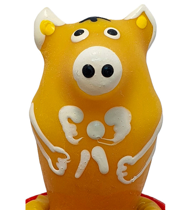 CONDOMERIE - HANDPAINTED NOVELTY CONDOMS PIG SITTING YELLOW