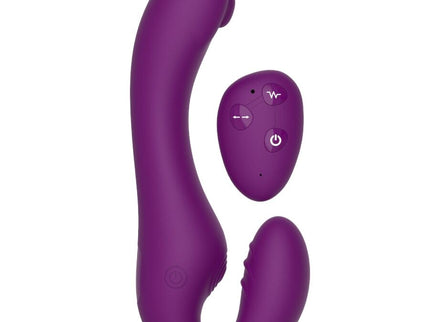 XOCOON - 2 IN 1 STRAPLESS STRAP-ON VIBRATOR WITH REMOTE CONTROL PURPLE