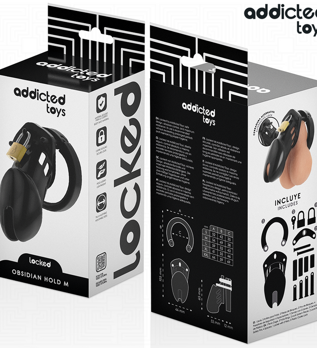 ADDICTED TOYS LOCKED - OBSIDIAN HOLD PENIS CAGE SIZE M