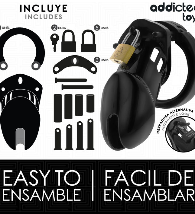 ADDICTED TOYS LOCKED - OBSIDIAN HOLD PENIS CAGE SIZE M