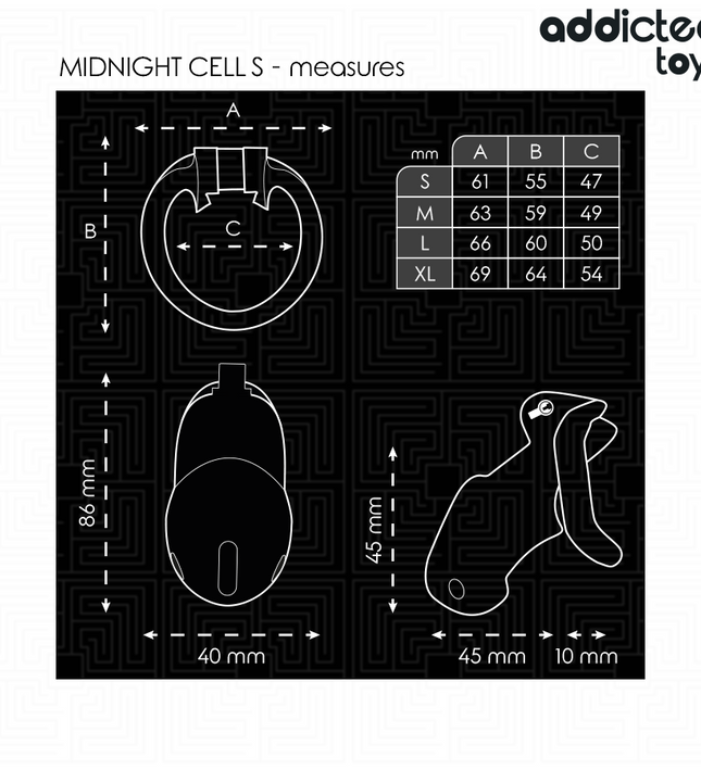 ADDICTED TOYS LOCKED - MINDNIGHT CELL PENIS CAGE SIZE S