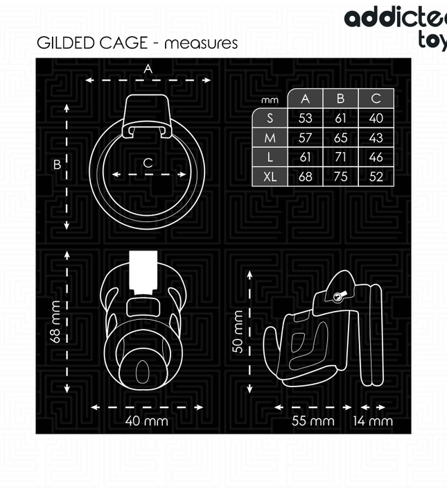 ADDICTED TOYS LOCKED - GILDEN CAGE SILICONE PENIS CAGE 8.5 CM