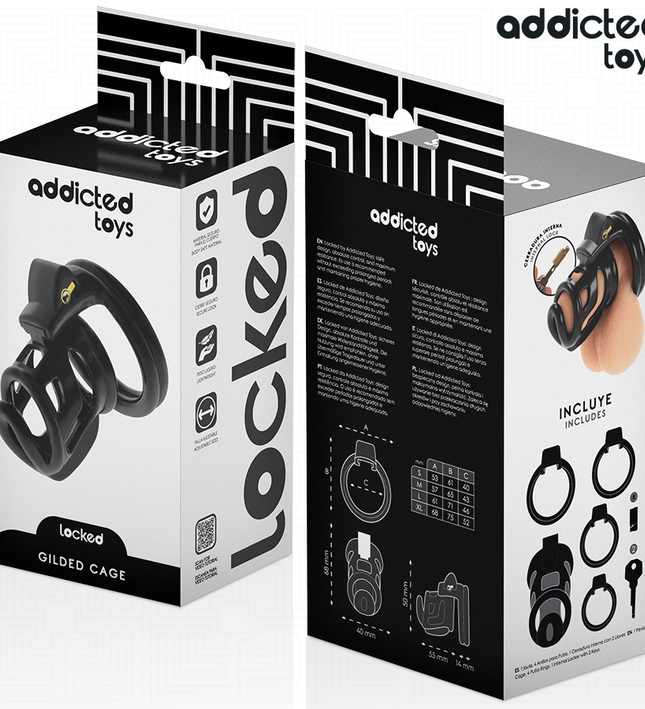 ADDICTED TOYS LOCKED - GILDEN CAGE SILICONE PENIS CAGE 8.5 CM